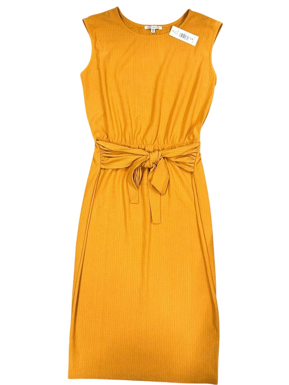 Tash & Sophieβ womenβs Medium Golden Yellow Dress with ribbon tie accent NWT